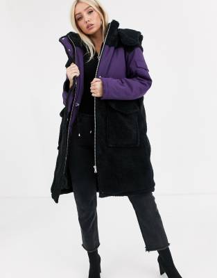 asos design maxi borg lined rainwear