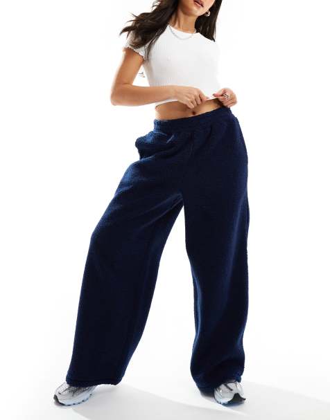 ASOS DESIGN borg pants in navy - part of a set - view 1