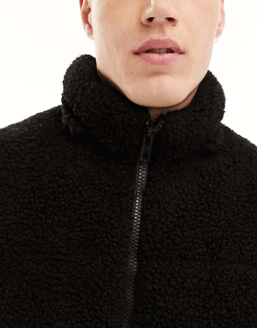 Asos design puffer with hood in black best sale