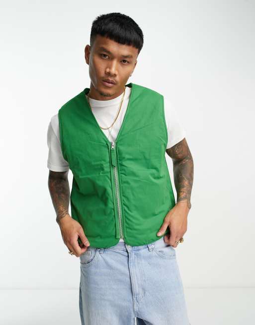 ASOS DESIGN borg reversable utility gilet in bright green