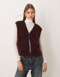 [ASOS DESIGN] ASOS DESIGN borg v neck vest with contrast binding in pink L pink