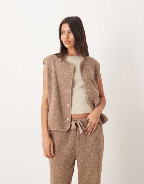ASOS DESIGN borg vest in mink - view 1