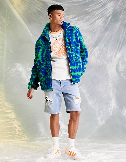 ASOS DESIGN borg walker jacket in abstract print | ASOS