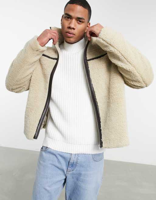 ASOS DESIGN - Borgjack met biezen in ecru