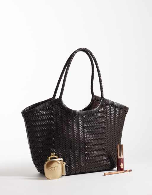 ASOS DESIGN - Borsa a cestino in pelle intrecciata color cioccolato, 4 di 5