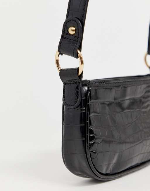 ASOS DESIGN - Borsa a spalla anni '90 nero coccodrillo, 2 di 4