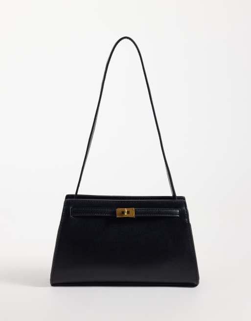 ASOS DESIGN borsa a spalla con dettaglio a chiusura in nero, 1 di 4