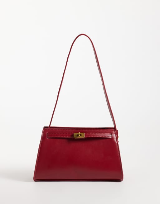 ASOS DESIGN borsa a spalla con dettaglio a chiusura in rosso, 1 di 4