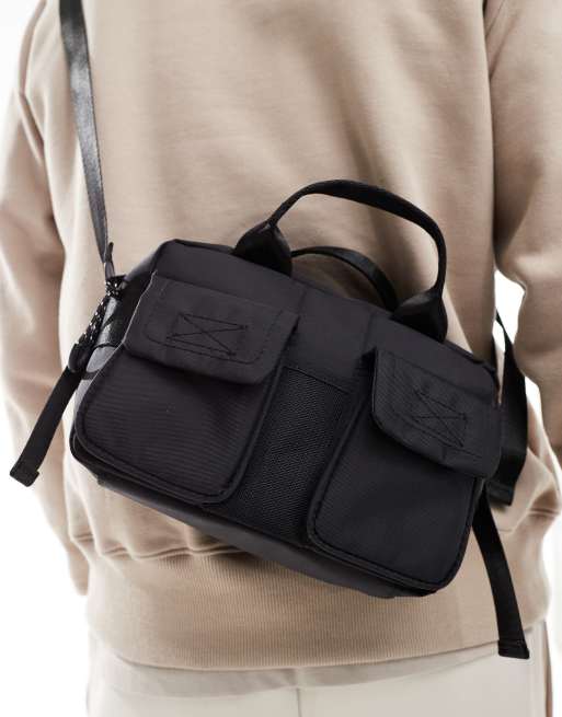 ASOS DESIGN - Borsa a tracolla con dettagli cargo e manico superiore in nylon, 4 di 4