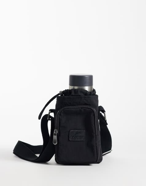 ASOS DESIGN - Borsa a tracolla da borraccia in nylon nera - view 1