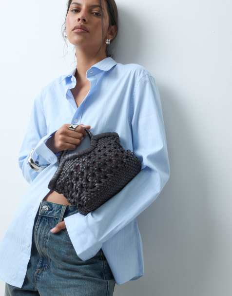 ASOS DESIGN - Borsa a tracolla in pelle color cioccolato con manici intrecciati - view 1