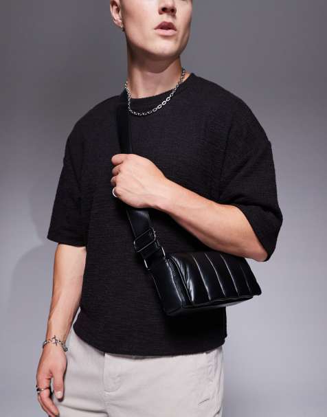 ASOS DESIGN - Borsa a tracolla in pelle nera trapuntata - view 1