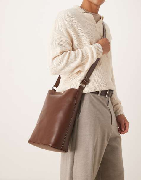 ASOS DESIGN - Borsa a tracolla in similpelle PU marrone - view 1
