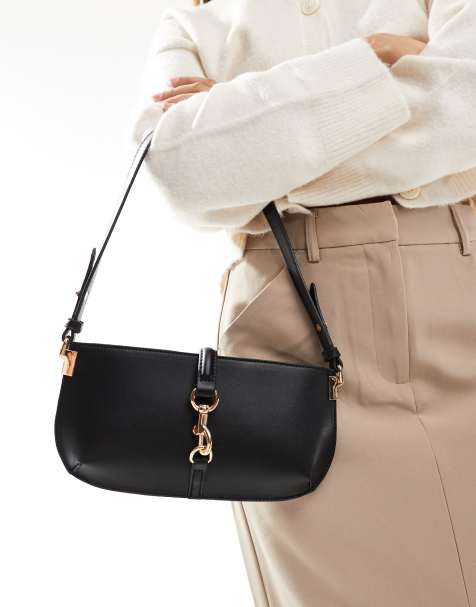 ASOS DESIGN - Borsa a tracolla nera con gancio in metallo - view 1