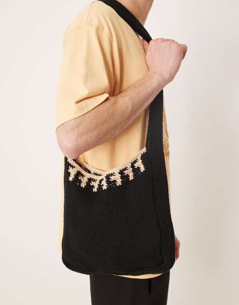 ASOS DESIGN - Borsa a tracolla nera in maglia - view 1