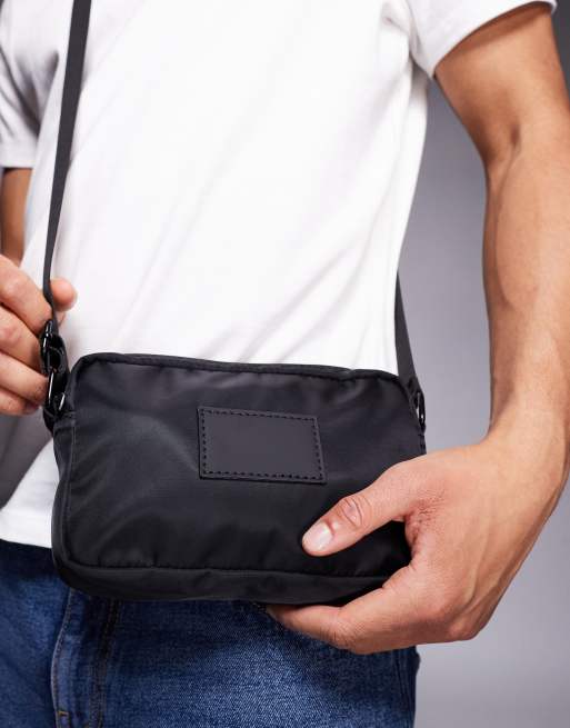 ASOS DESIGN - Borsa a tracolla nera in nylon, 4 di 4