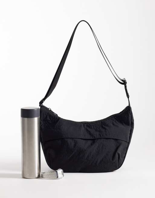 ASOS DESIGN - Borsa a tracolla nera in nylon, 2 di 4