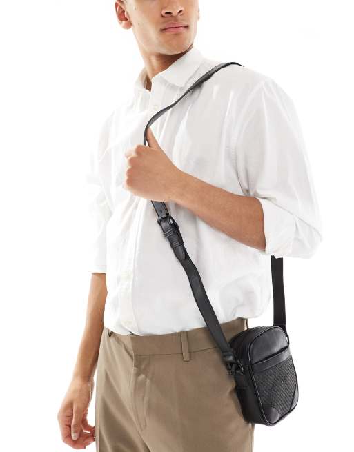 ASOS DESIGN - Borsa a tracolla nera in pelle sintetica