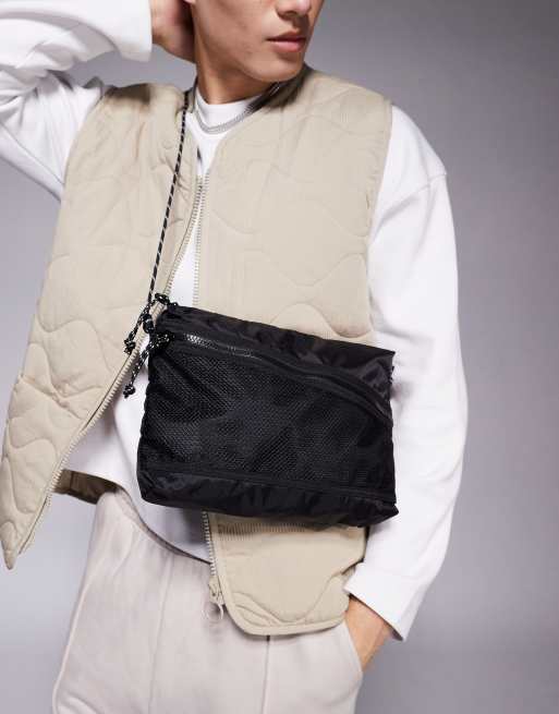 ASOS DESIGN - Borsa a tracolla tecnica nera
