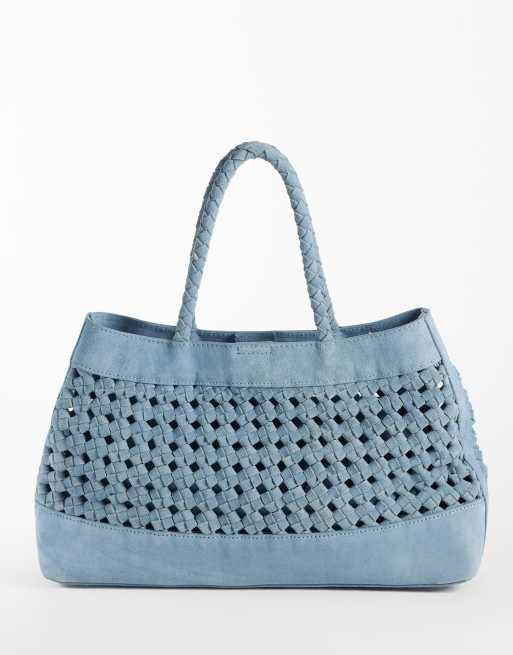 ASOS DESIGN - Borsa blu in camoscio intrecciato, 4 di 4