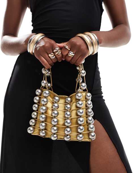 ASOS DESIGN - Borsa con manico e sfere grandi in metalli misti - view 1