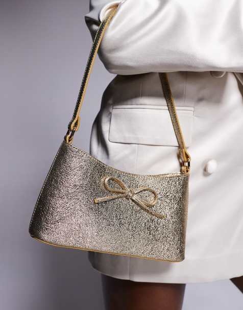 ASOS DESIGN - Borsa da spalla anni '90 color oro con fiocco - view 1