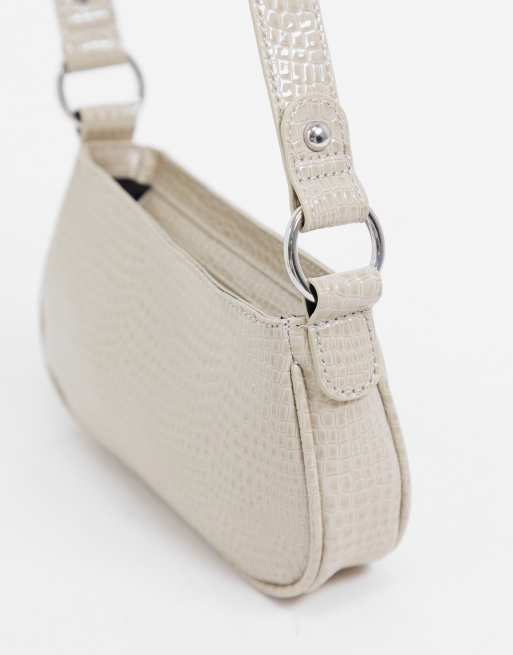 ASOS DESIGN - Borsa da spalla anni '90 grigio pietra effetto coccodrillo, 2 di 4