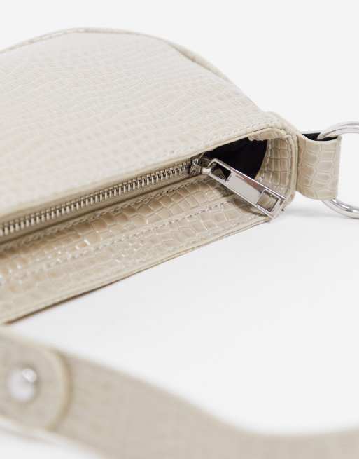 ASOS DESIGN - Borsa da spalla anni '90 grigio pietra effetto coccodrillo, 3 di 4