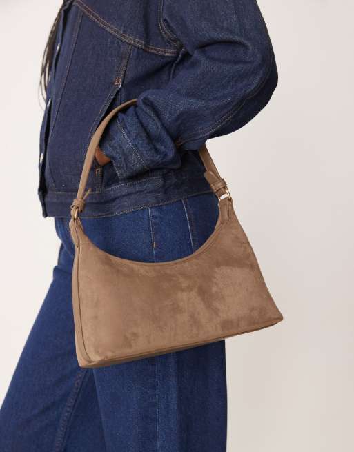 ASOS DESIGN - Borsa da spalla anni '90 in camoscio sintetico color moka, 2 di 4