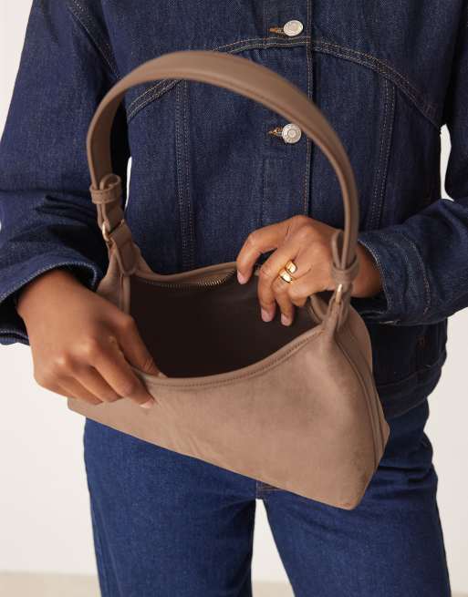 ASOS DESIGN - Borsa da spalla anni '90 in camoscio sintetico color moka, 3 di 4