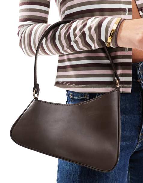 ASOS DESIGN - Borsa da spalla asimmetrica color cioccolato - view 1