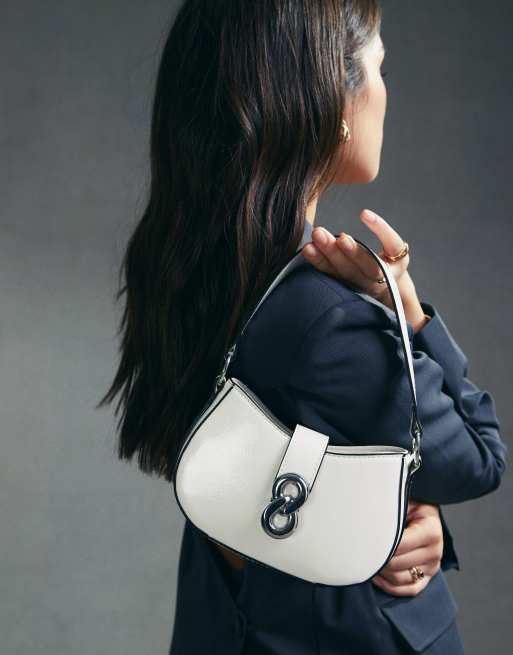 ASOS DESIGN Borsa da spalla bianca con dettagli ad anello in