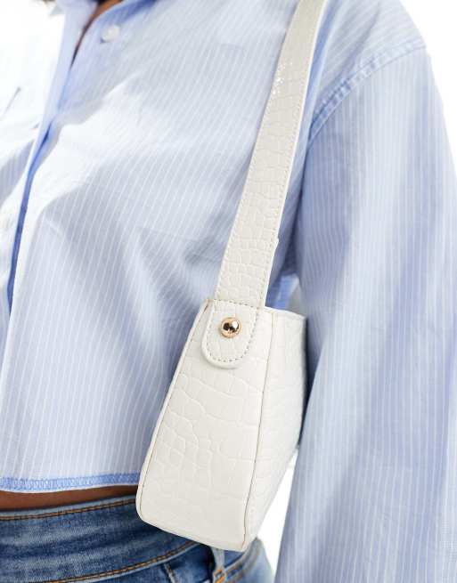 ASOS DESIGN Borsa da spalla bianca lucida con base arrotondata ASOS