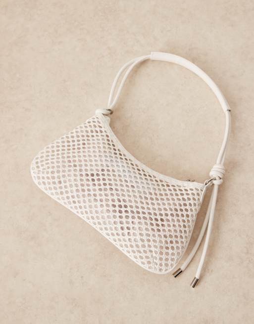 ASOS DESIGN - Borsa da spalla bianca traforata con manico sottile, 3 di 4