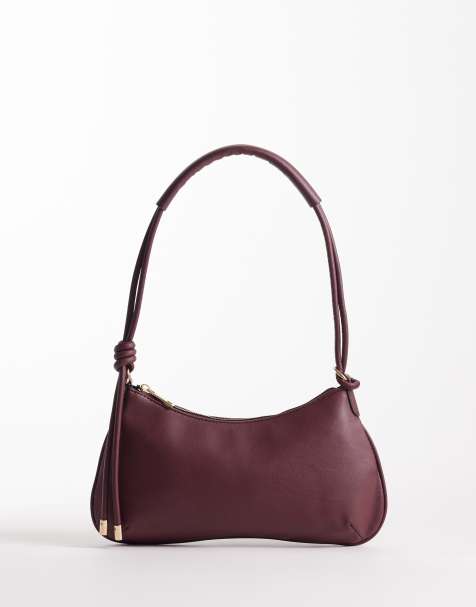 ASOS DESIGN - Borsa da spalla bordeaux con tracolla sottile e dettagli annodati - view 1