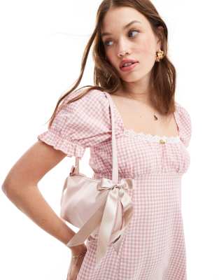 ASOS DESIGN - Borsa da spalla color cipria con doppio fiocco