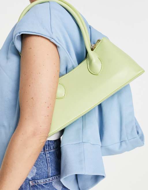 ASOS DESIGN - Borsa da spalla con manici allungati color lime