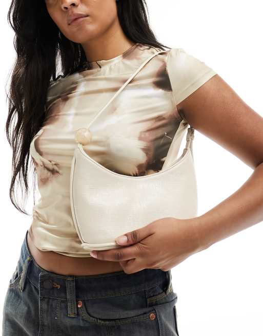 ASOS DESIGN - Borsa da spalla crema con palline di resina, 4 di 4