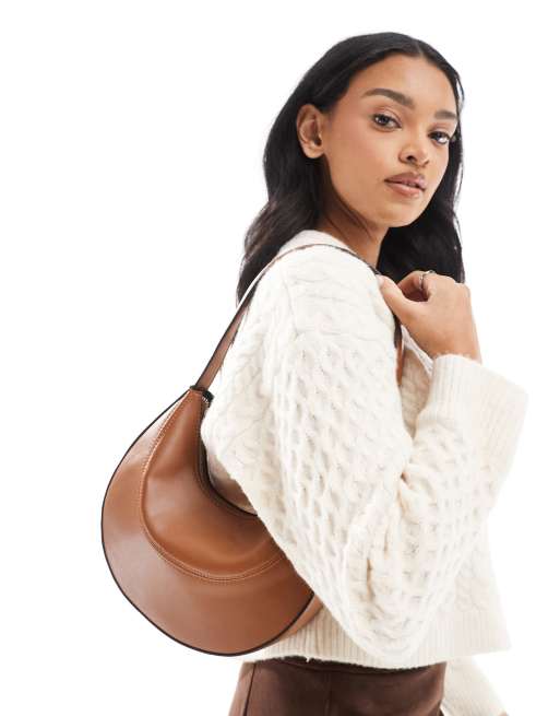 ASOS DESIGN - Borsa da spalla e pochette intercambiabile arrotondata color cuoio, 3 di 4