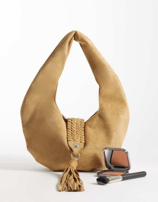 ASOS DESIGN - Borsa da spalla in camoscio sintetico color cuoio con manico intrecciato, 2 di 4
