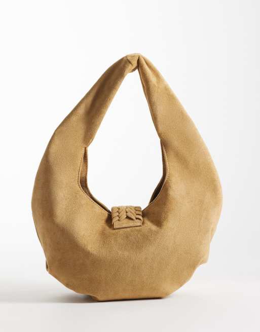 ASOS DESIGN - Borsa da spalla in camoscio sintetico color cuoio con manico intrecciato, 4 di 4