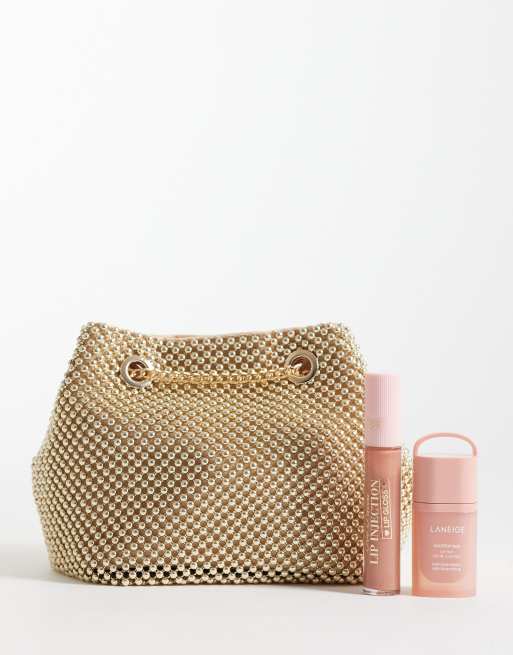 ASOS DESIGN - Borsa da spalla in maglia metallica color oro con tracolla a catena, 2 di 4