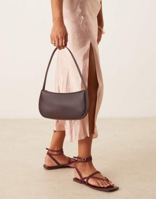 ASOS DESIGN - Borsa da spalla in similpelle PU bordeaux