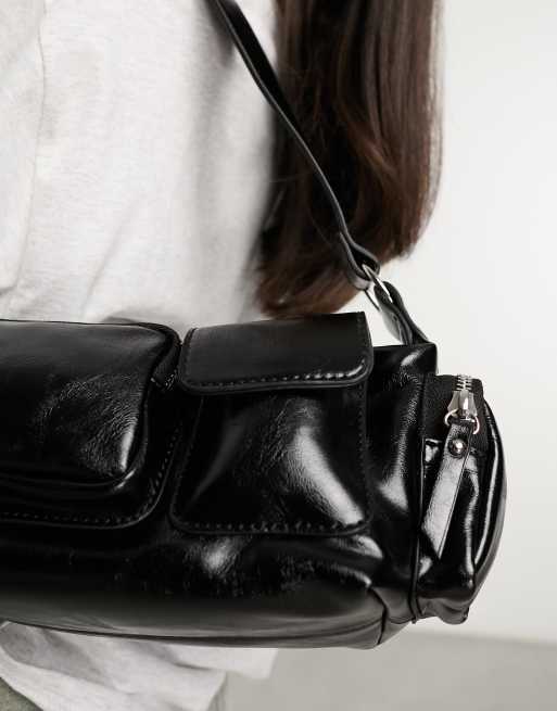 ASOS DESIGN - Borsa da spalla multitasche nera, 2 di 4