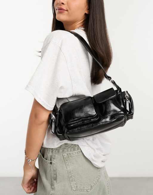 ASOS DESIGN - Borsa da spalla multitasche nera, 3 di 4