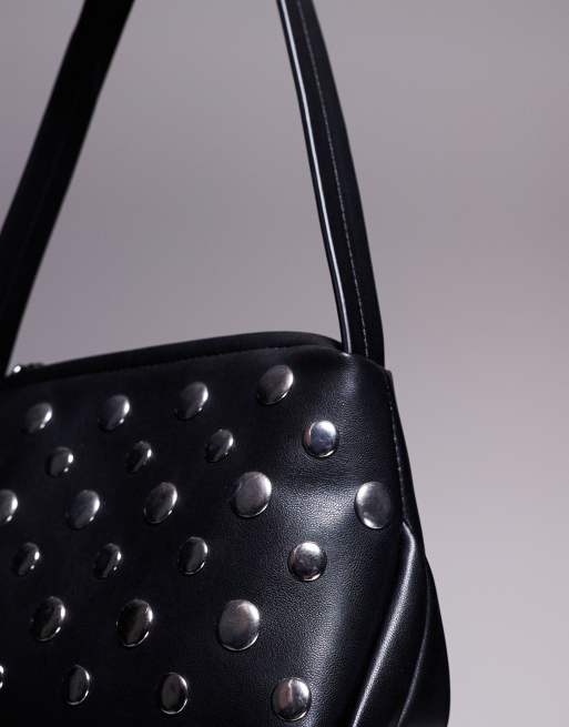 ASOS DESIGN - Borsa da spalla nera con borchie miste, 3 di 4