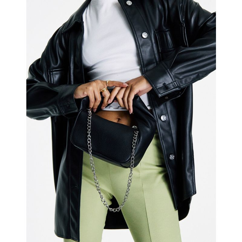 Borse e portafogli Donna DESIGN - Borsa da spalla nera con manico incrociato e tracolla a catenina rimovibile