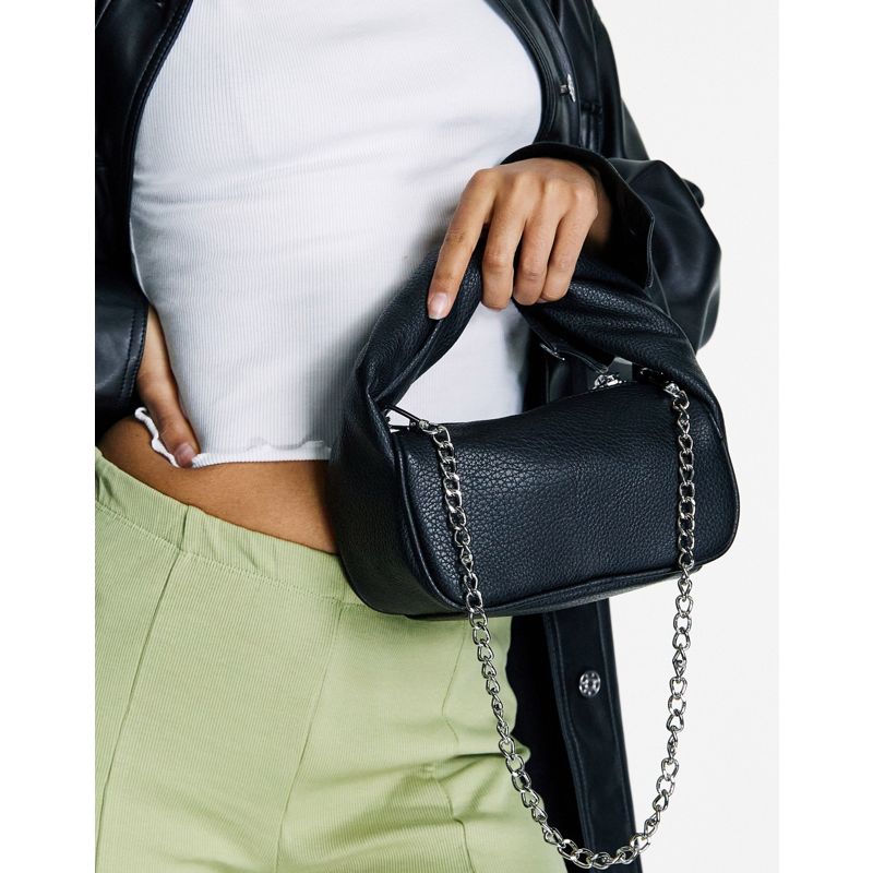 Borse e portafogli Donna DESIGN - Borsa da spalla nera con manico incrociato e tracolla a catenina rimovibile