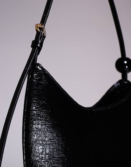 ASOS DESIGN - Borsa da spalla nera con sfera in resina sulla tracolla, 3 di 4