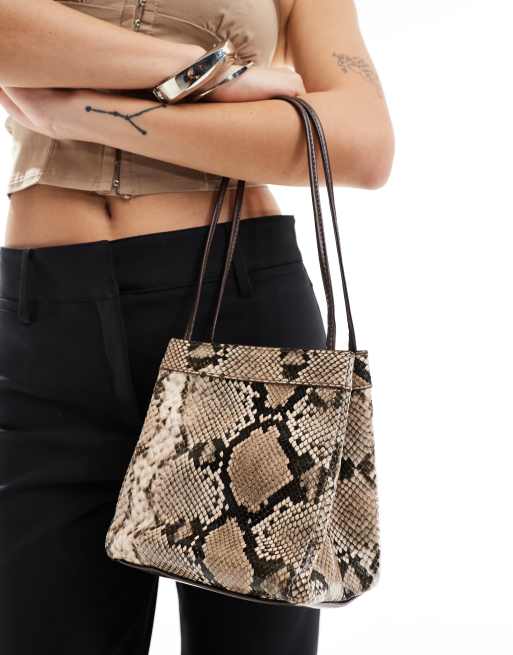 ASOS DESIGN - Borsa da spalla pitonata squadrata , 2 di 4
